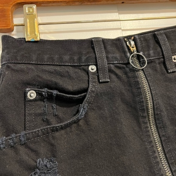 Carmar Black Mini Destroyed Jean Skirt with Front Up and Down Zipper - Picture 4 of 13